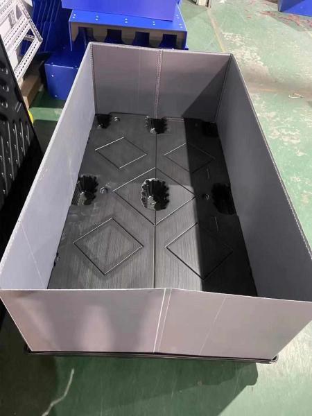 Reusable Plastic Foldable Boxes Gray Collapsible Plastic Crates Rectangular