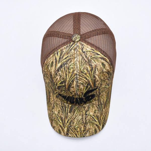 Fashion Design Curved Brim Sport 6 Panel Trucker Mesh Hat Custom 3d Embroidery Camo Trucker Cap