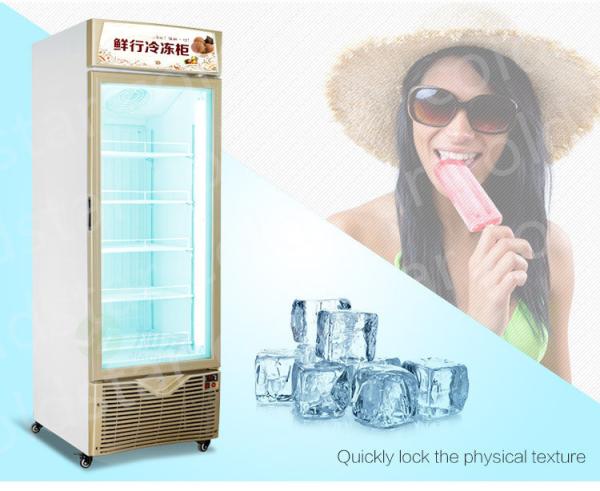 Upright Glass Door Freezer Supermarket 400L Single Door Ice Cream Display Freezer