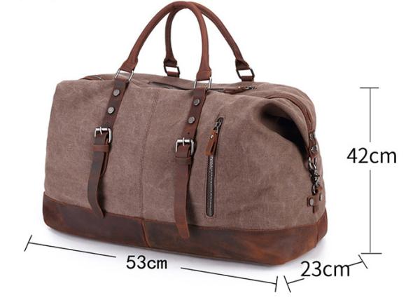 Grain Leather Canvas Carry On Duffel Bags Smooth Zipper OEM ODM