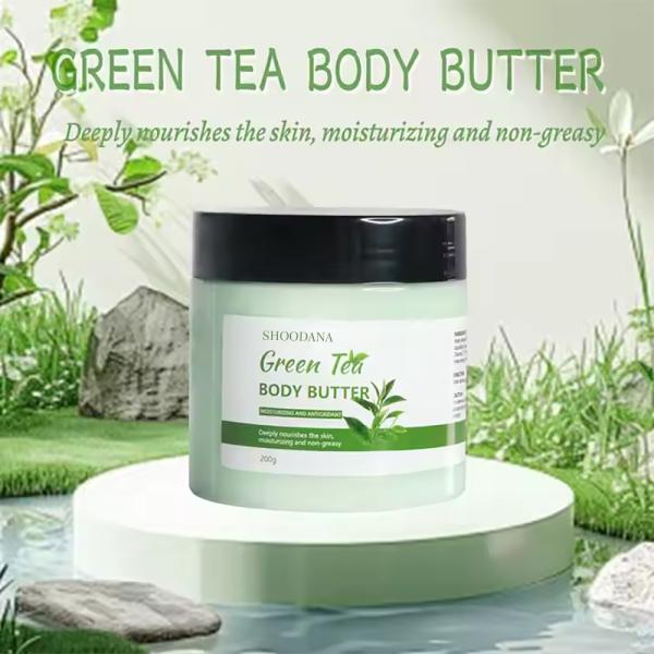 Crema para el cuidado corporal para piel seca, marca privada, hidratante, hidratante, loción de té verde vegetal, reparadora, manteca corporal de té verde