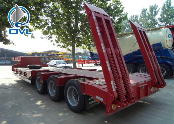 Low Bed 50 Ton Semi Trailer Trucks 3 Axles Gooseneck Drop Deck