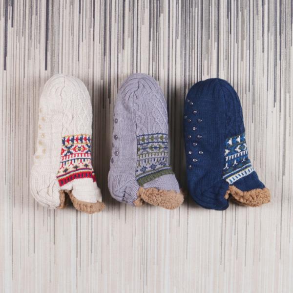 Y-Z Wholesale Indoor Home Slouch Designer slippers Socks Men's Knitted Adult Ankle Non slip Sleeping Floor Socks