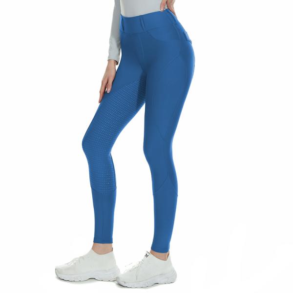 Breathable Horse Riding Pants With Pocket Blue Equestrian Brushed