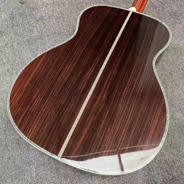 Custom Logo on Headstock, Solid Spruce OM Body Solid Rosewood Back Side Acoustic Electric Guitar Abalone Binding