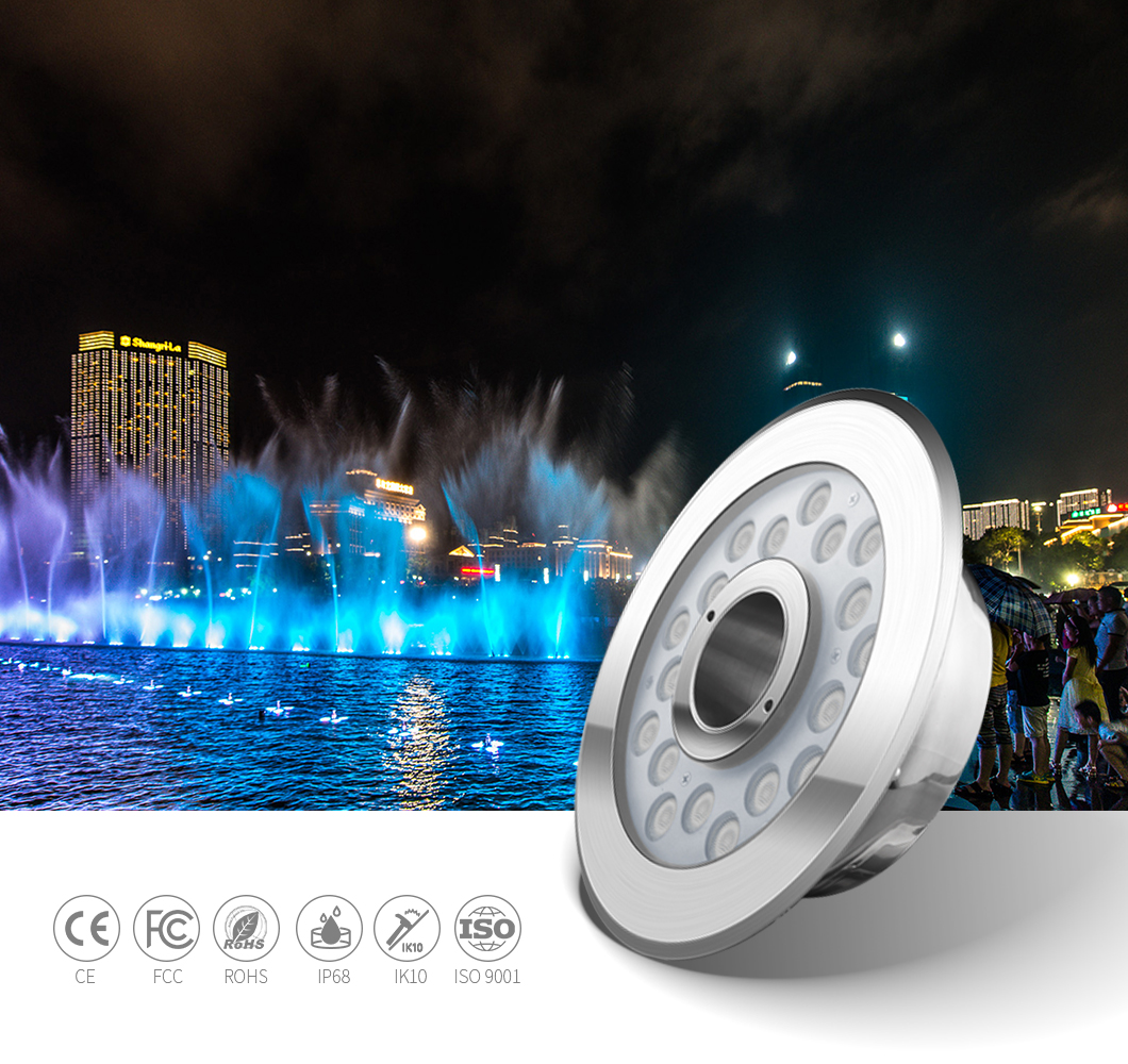600LM 18W DMX512 Rgb привело лампу DC24V фонтана делает водостойким