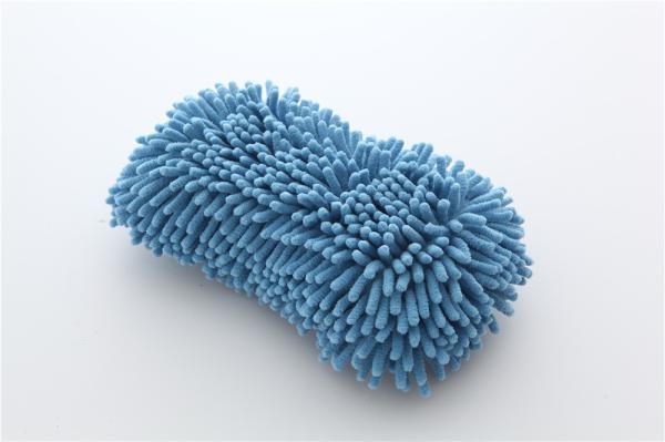 Blue color microfiber chenille car cleaning, house cleaning sponge applicator pad