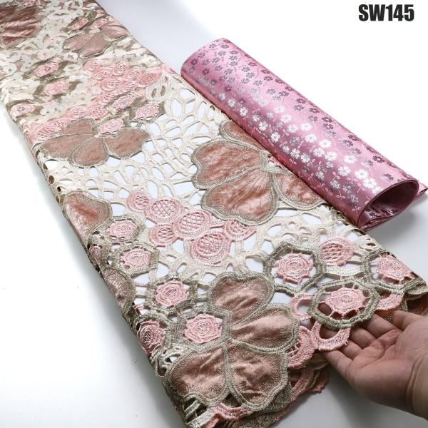 Supoo High quality Nigerian Lace fabric flocking velvet lace african lace fabric for party/wedding