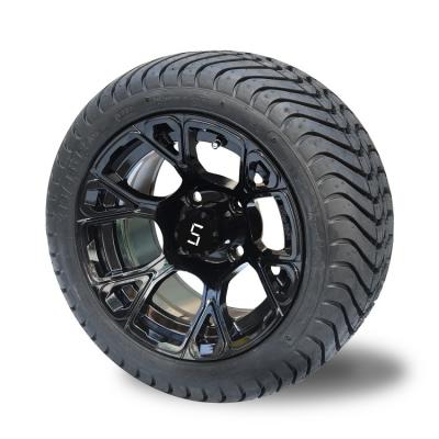 Shu-Ran New Exclusive 12''  Glossy Black Golf Cart Wheel and 215/35-12 DOT Street Tyre Combo