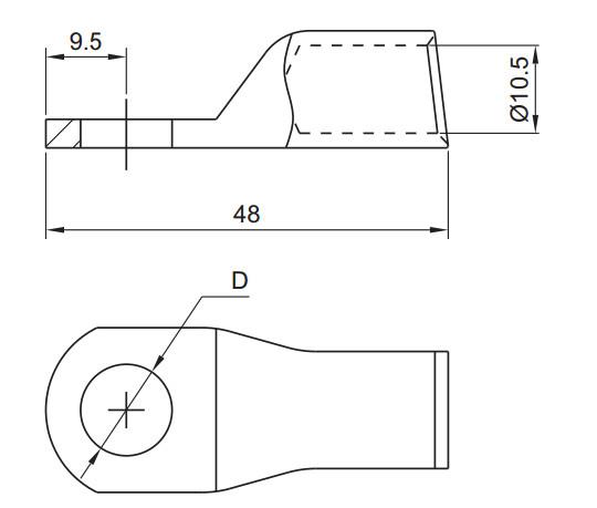 Commercial Heavy Duty Cable Lugs Electrical Eyelet Connectors 50mm² Applicable Wire