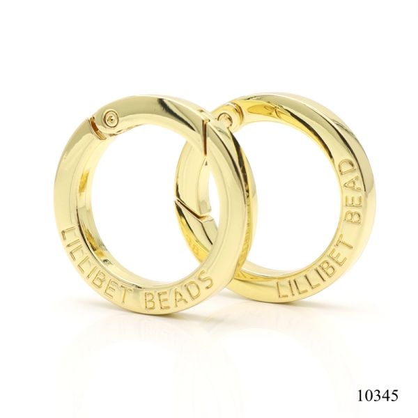 Custom Engraved Gold Metal Spring Ring Clasp 36.2mm Flat Open Gate Ring For Bag Keychain Accessories