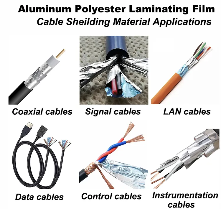 Hot Melt Adhesive Aluminum Foil Laminated Polyester Film Aluminum Film Al PET Polyester Film Free Sample for Cable Shielding