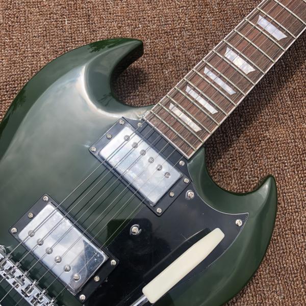Custom SG Electric Guitar G400 Deep Army Green Rosewood Fingerboard Bigsby Tremolo
