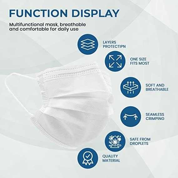 White Disposable 3ply Disposable Face Masks ASTM Level 2 13g