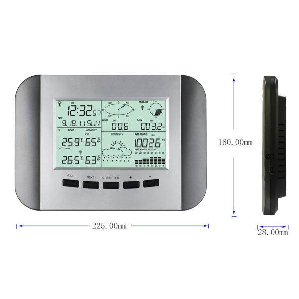 Customized OEM Support Black And Silver Solar Wireless Weather Station With PC Interface