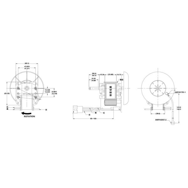 50W 0,85A C Moteur à pôle ombragé à cadre AC à phase unique avec ventilateur de refroidissement
