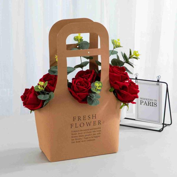 A cesta floral do ramalhete do saco de papel do presente dobrável dá forma a 120gsm 180gsm