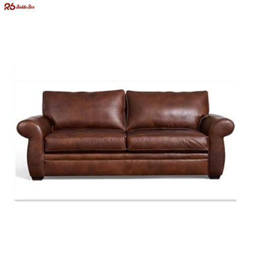 Ergonomic Polished Brown Full Grain Leather Sofa Corner Lounge Anti Aging