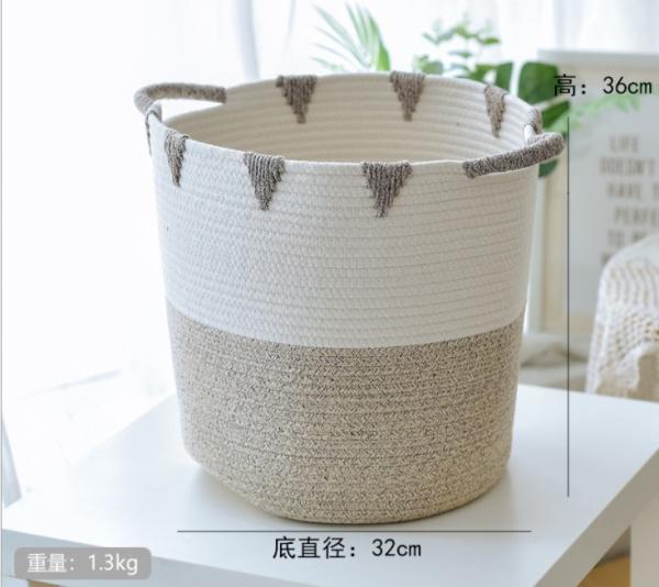 Wholesale 3pcs Set Foldable Handmade Woven Cotton Rope Hamper Storage Kids Toys Laundry Basket With Handles