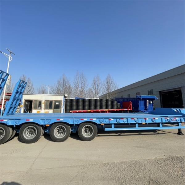 40-100ton Load 4 Axle Low Bed Semi-Trailer with 16 Tires and 12R20 Tire Model JOST Kingpin Bolted or Welded