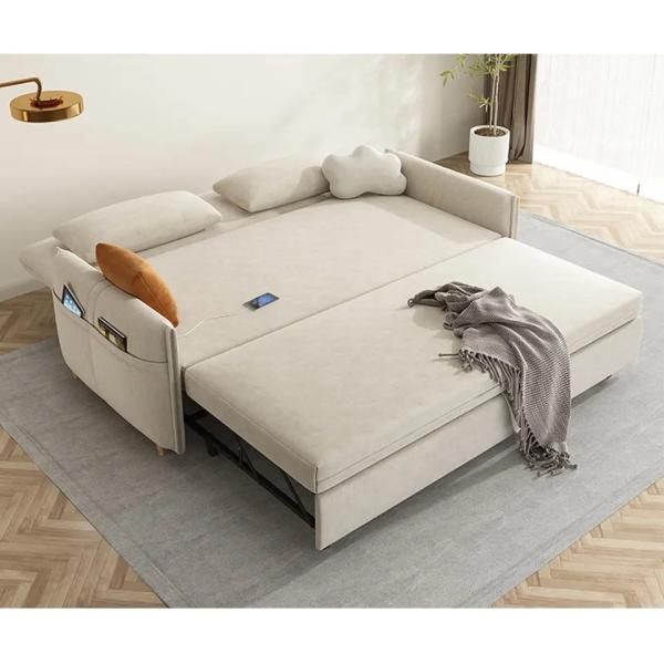 Foldable Upholstered Sofa Set Strong Wood Frame