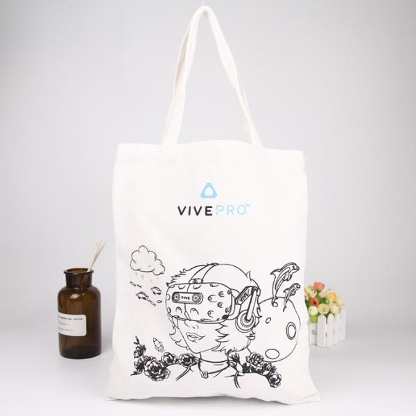 Folding Custom Drawing Cotton Printed Reusable Shopping Bags Washable