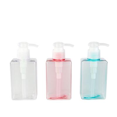 150ml Transparent rectangle smooth with white pump for shampoo lotion bottle