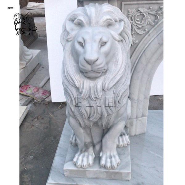 Marble Lion Sculpture Stone Modern Garden Decoration Hand-carved White Life Size