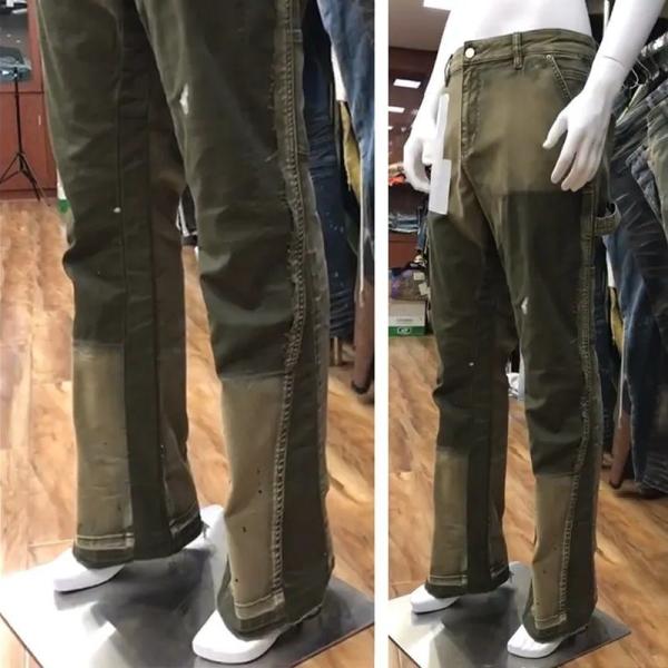                  Multi Pocket Cargo Trouser for Men Custom Hiking Work Pants Vintage Sportswear Knitted Washed Jeans             