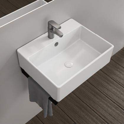 Aqua Cubic Rectangle Wall Mount or Counter Top Ceramic Washing Bathroom Lavatory Sink