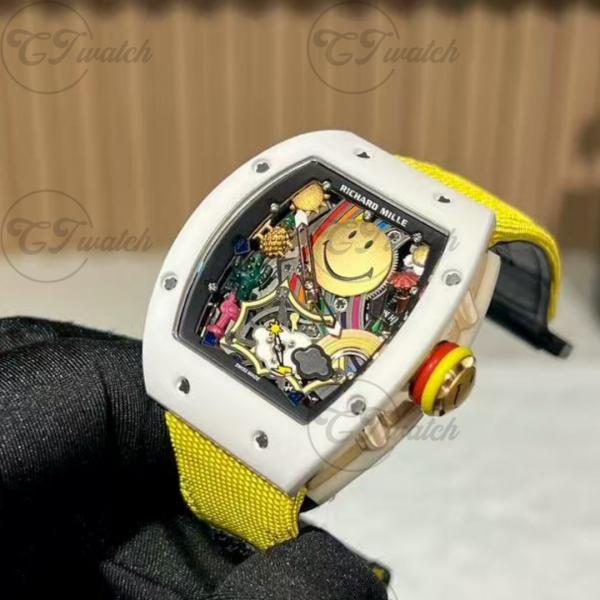 Richard Mille RM 88 Smiley Tourbillon Boîtier en céramique ATZ blanche Squelette Édition Limitée