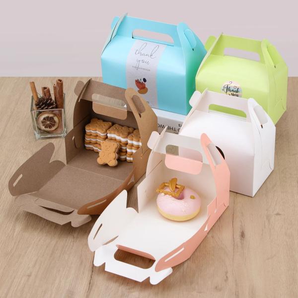 Coated Paper Takeaway Cake Packaging Box For Small Business Gold Foil Printing