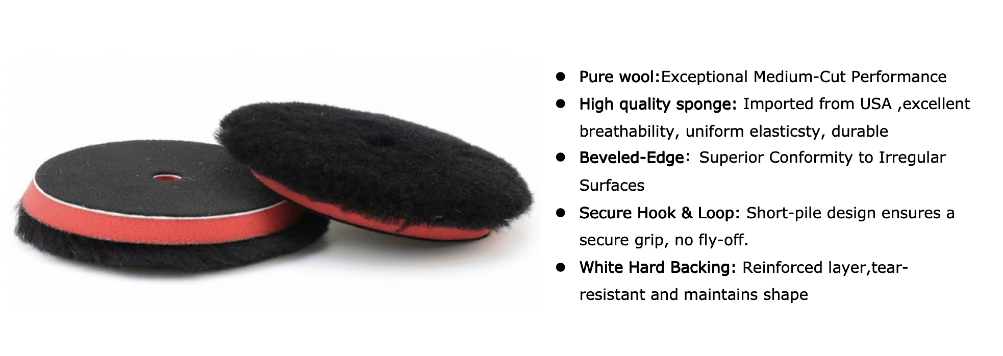 Medium Cut Beveled Edge Wool Buffing Polishing Pads for automotive paint correction
