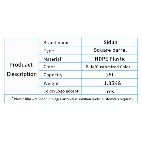5 Gallon Plastic Drums 25 Litre Jerrycan 1.2KG 1.25KG 1.35KG