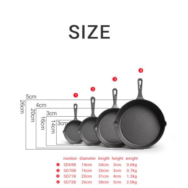 Non-stick Pre-seasoned Cast Iron Skillet Black Sustainable Cookware for Outdoors