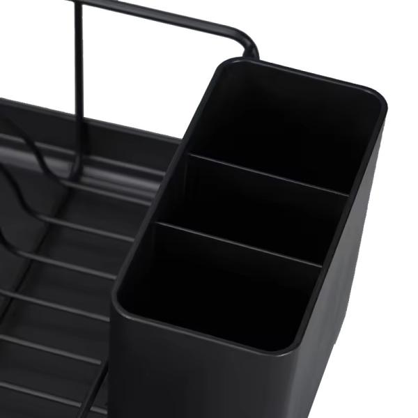 Rustproof Black Metal Kitchen Dish Drying Wire Rack With Wine Glass Holder