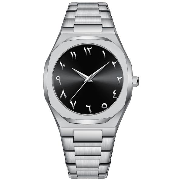 Arabic Dial Watch Ultra Thin Men′s Stainless Steel Sapphire Glass Waterproof Slim Quartz Watch
