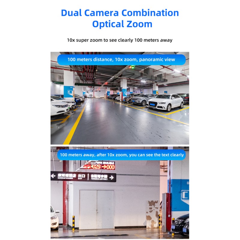 4G Dual Lens Security IP Camera HD 2K 2MP 10X Zoom Motion Detect Solar Powered PTZ CCTV Outdoor Waterproof Camera