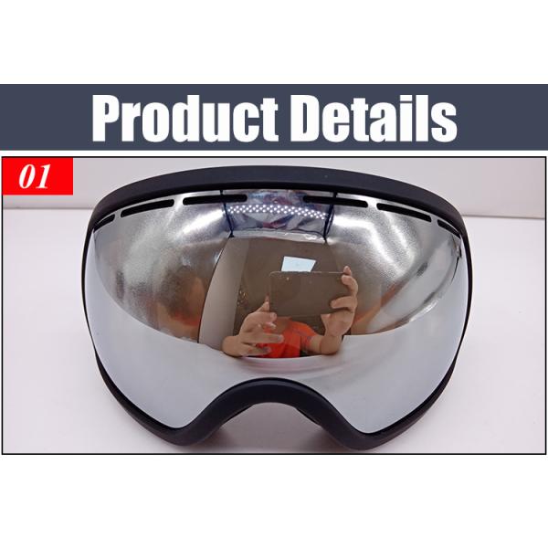 Unisex Black Ski Goggles with Customized Anti-Fog TPU Frame and OTG Black Frame