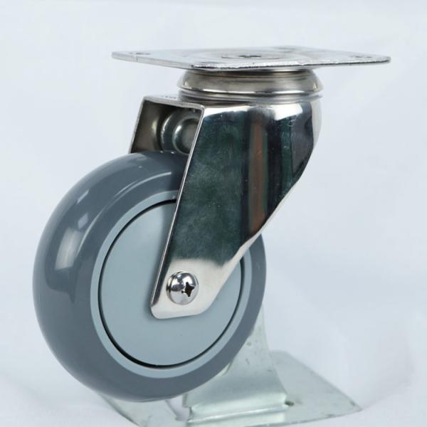 4 Inch SS Silent Wheel Plate Type Swivel Polyurethane Stainless Steel Castor Wheels Medium Duty