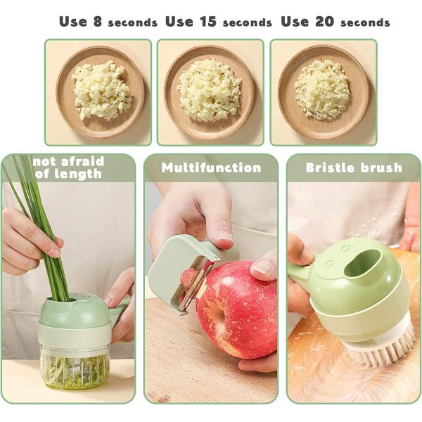 Europe Portable 4 in 1 Vegetable Cutter Set Smart Gadget Electric Slicer Kitchen Chopper