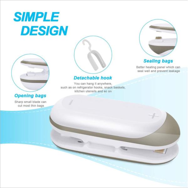 Portable Plastic Heat Vacuum Sealers 2 In 1 Mini Heat Sealing Machine With Battery