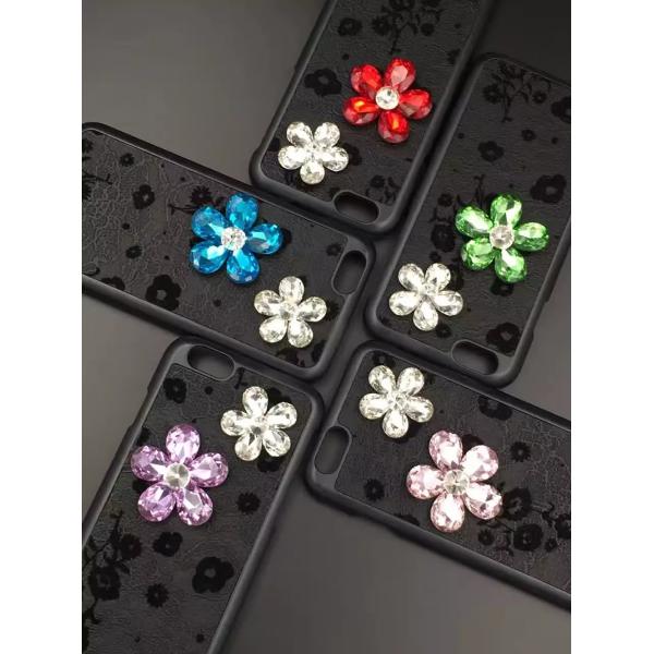 Hard PC Plum Skin Big Flower Drill Pasted Back Cover Cell Phone Case For iPhone 7 6s Plus