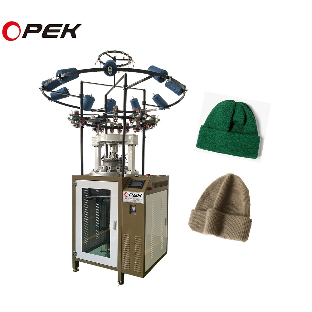 30000sets/month Fish Scale Tuck Rib Hats Knitting Machine with Oiler AUTO Lubrication