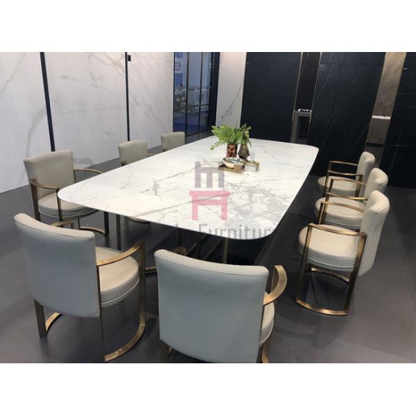 Electroplating Brass High Back Dining Room Chairs With Stainless Steel Leg