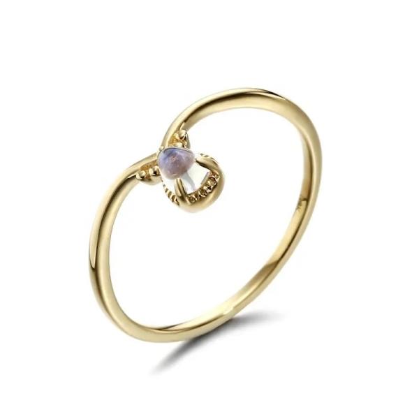 Новое кольцо золота 1 грамма конструирует твердые желтые ювелирные изделия 9K с доставкой Moonstone доступной быстрой