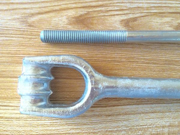 Hot Dip Galvanized Earth Anchors Rods / Twin Eye Steel Ground Anchors 6 Thread Length