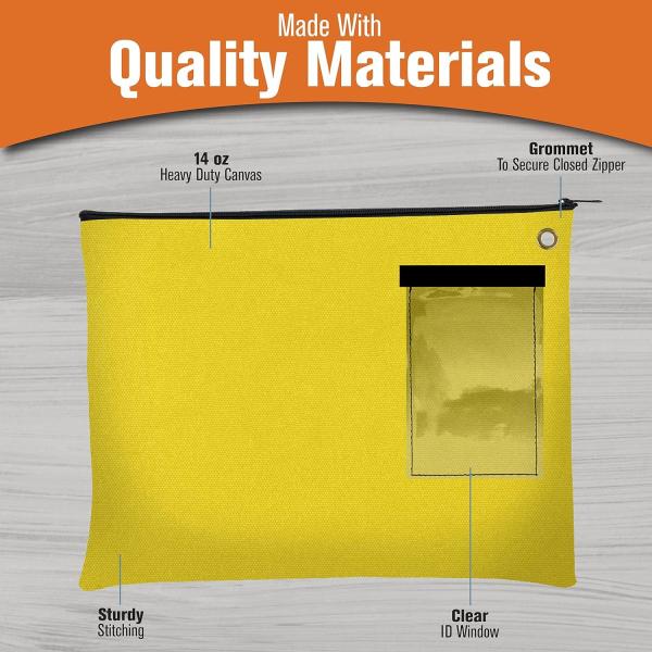 Canvas Interoffice Mailer, 14 oz. | 14W x 11H | Transit Bag | Large Zipper Bag with Grommet | Use with Padlock