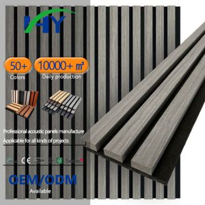 Aesthetic Gray EV Twill Slatted Wood Acoustic Panels For Renovation