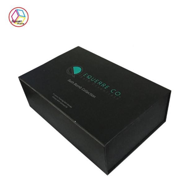 Large Rigid Cardboard Magnetic Closure Gift Box Navy Fancy Paper